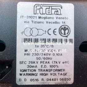 fida treviso italy mod 26/30 ignition transformer